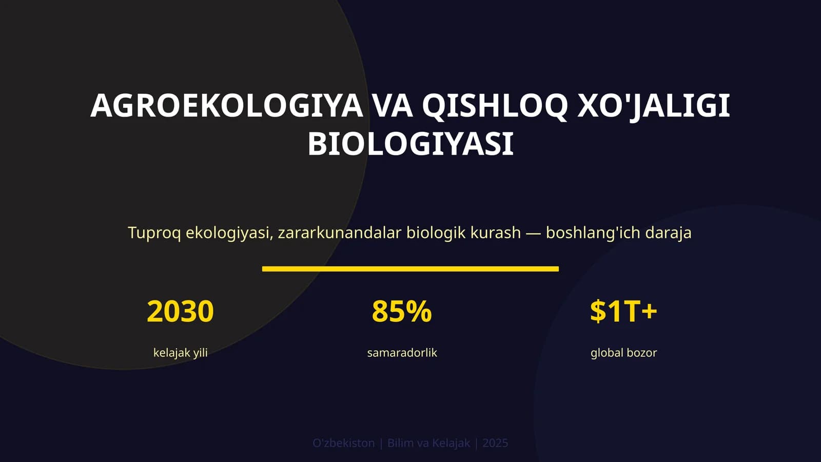 AGROEKOLOGIYA VA QISHLOQ XO'JALIGI BIOLOGIYASI