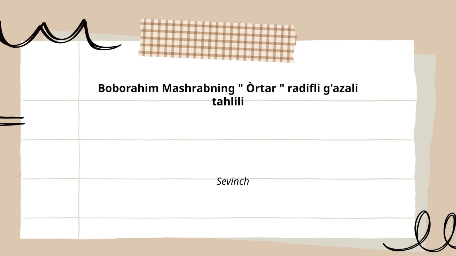 "Òrtar" radifli g'azali tahlili