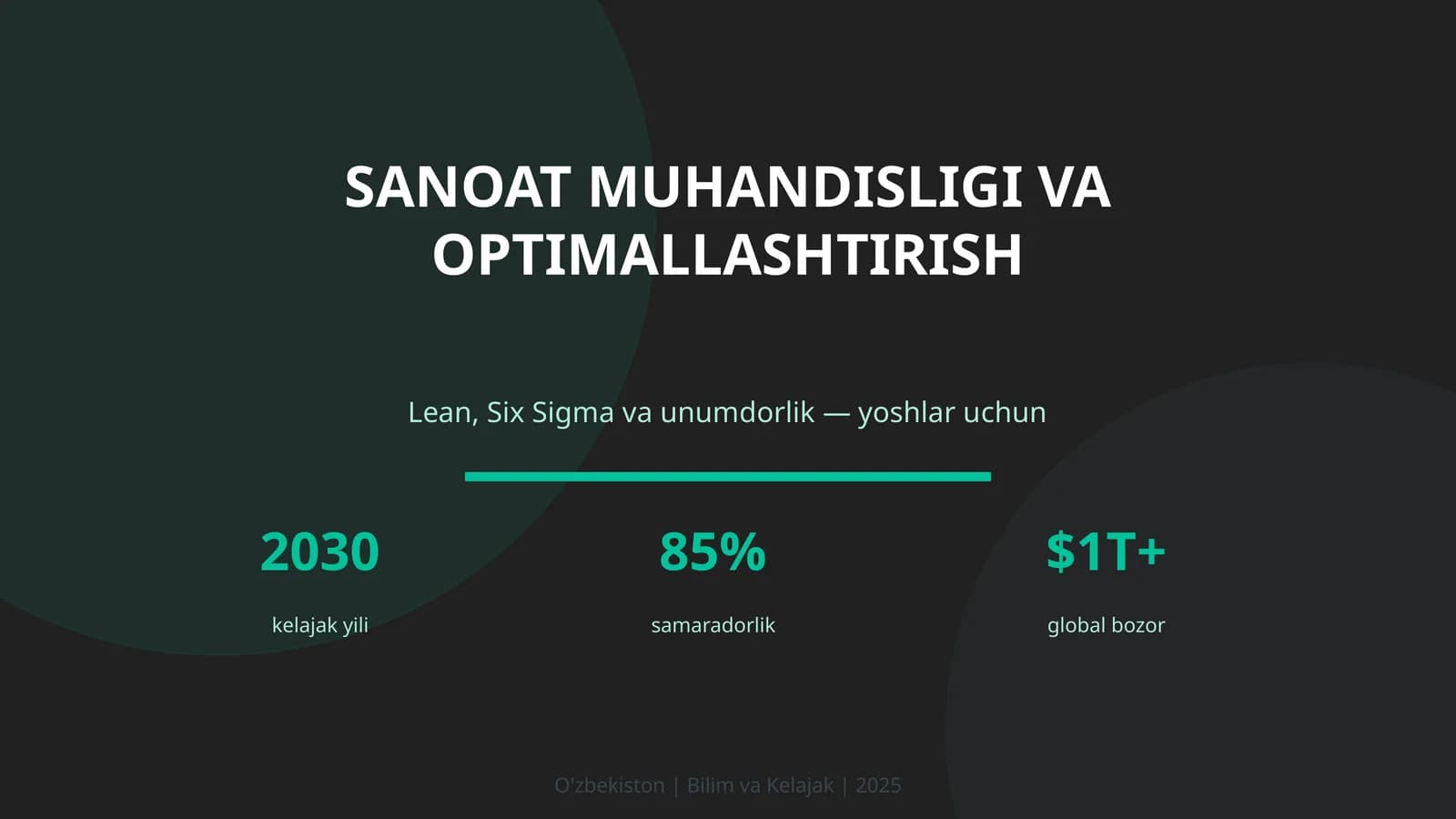 SANOAT MUHANDISLIGI VA OPTIMALLASHTIRISH