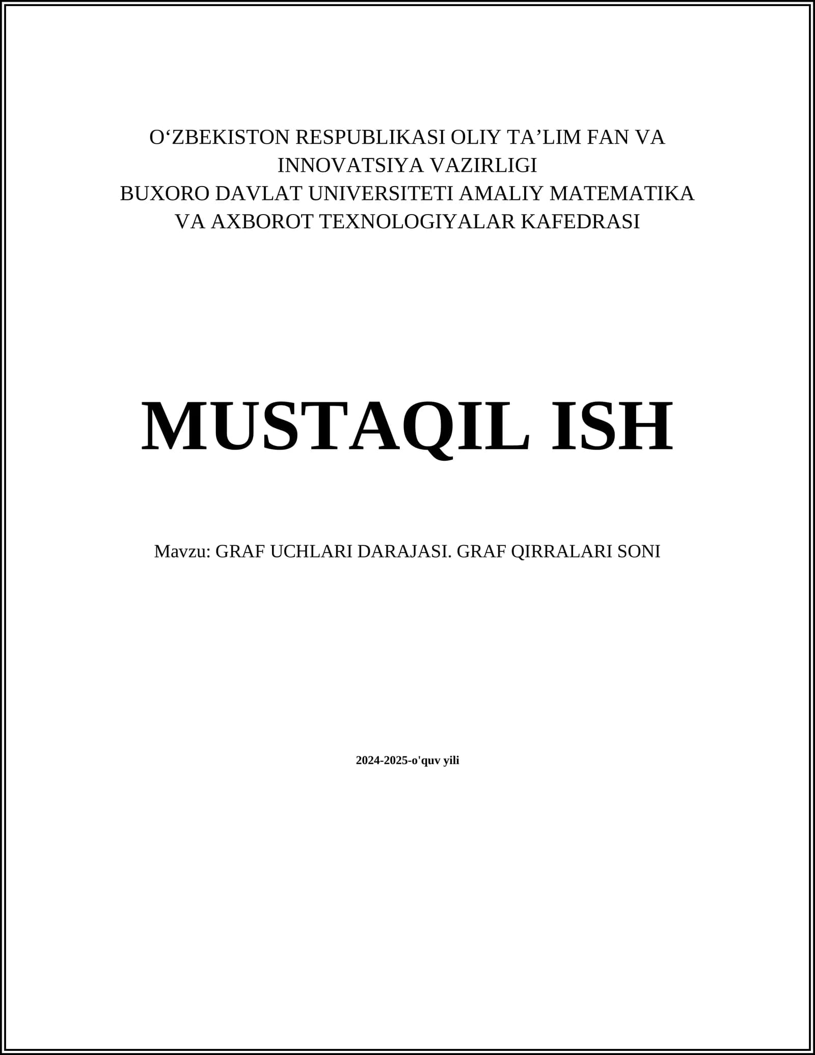 GRAF UCHLARI DARAJASI. GRAF QIRRALARI SONI
