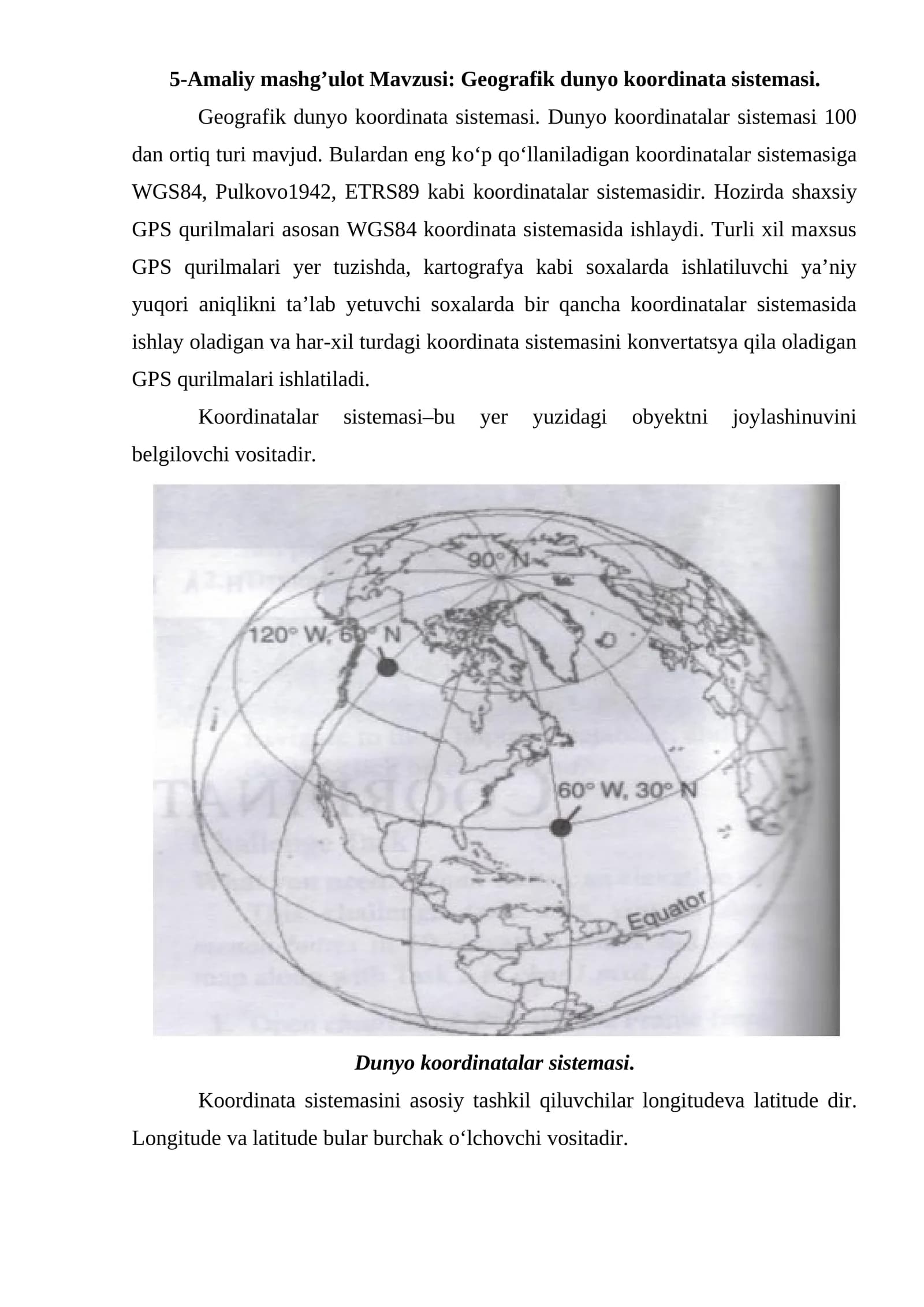 Geografik dunyo koordinata sistemasi