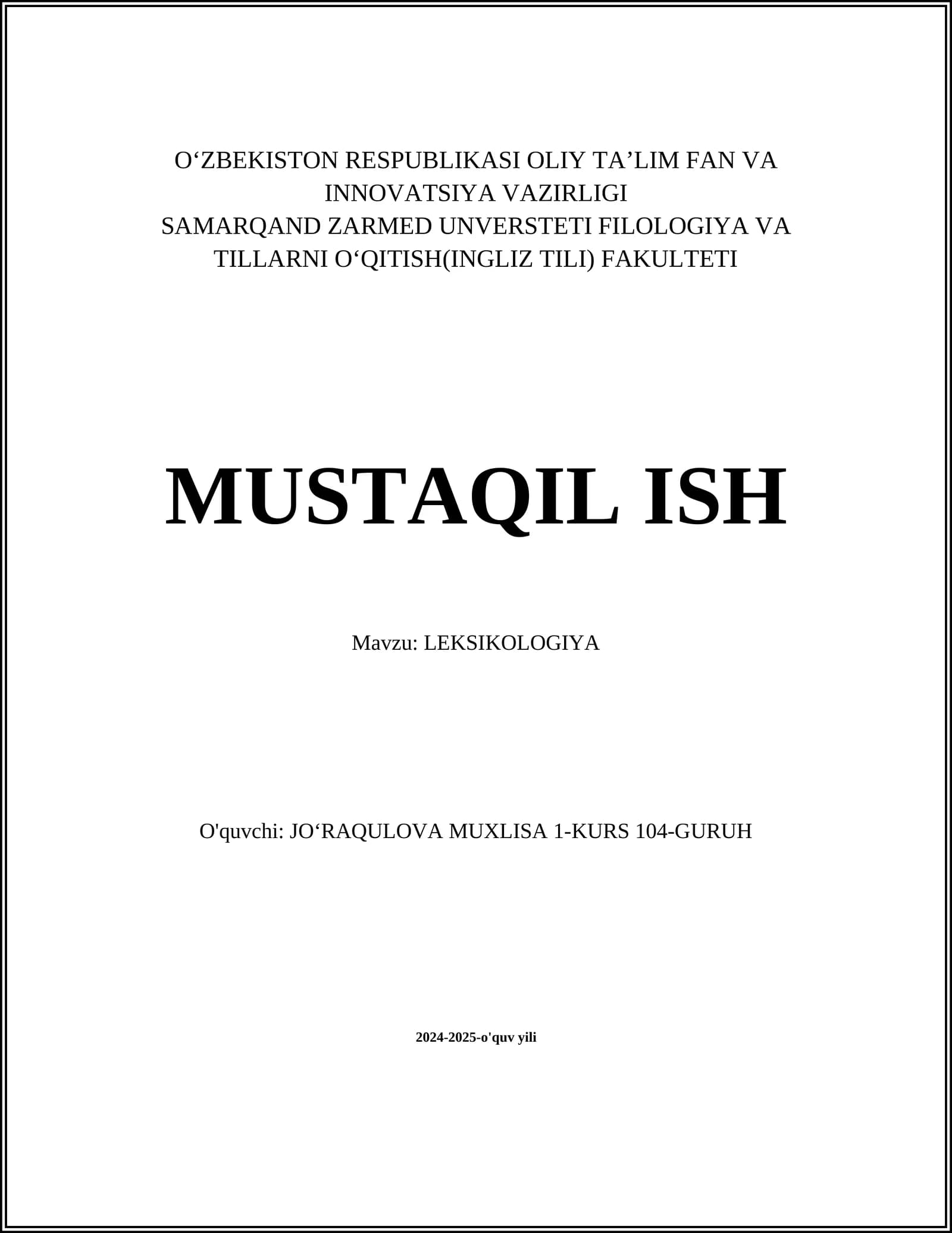 LEKSIKOLOGIYA