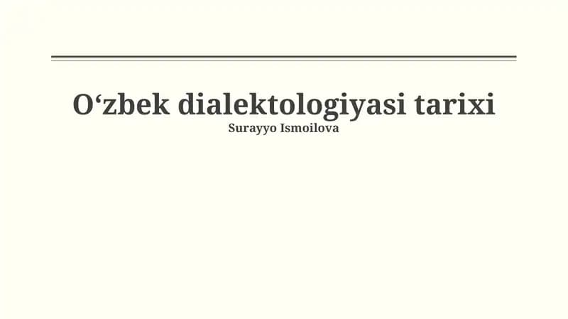 Oʻzbek dialektologiyasi tarixi