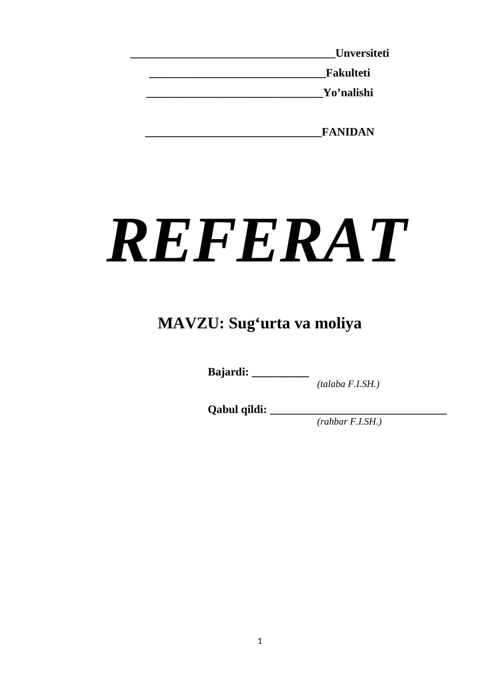 Sugʻurta va moliya