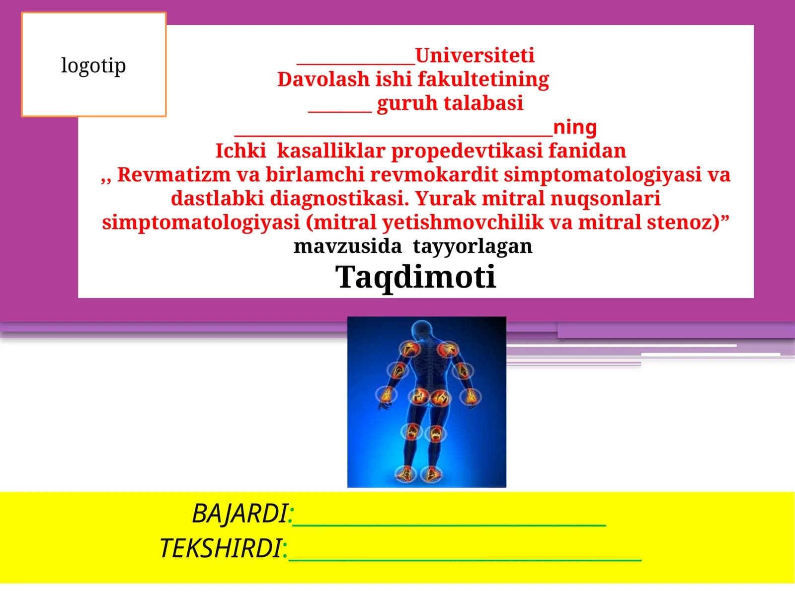 Revmatizmning umumiyma'lumotlari va patogenez