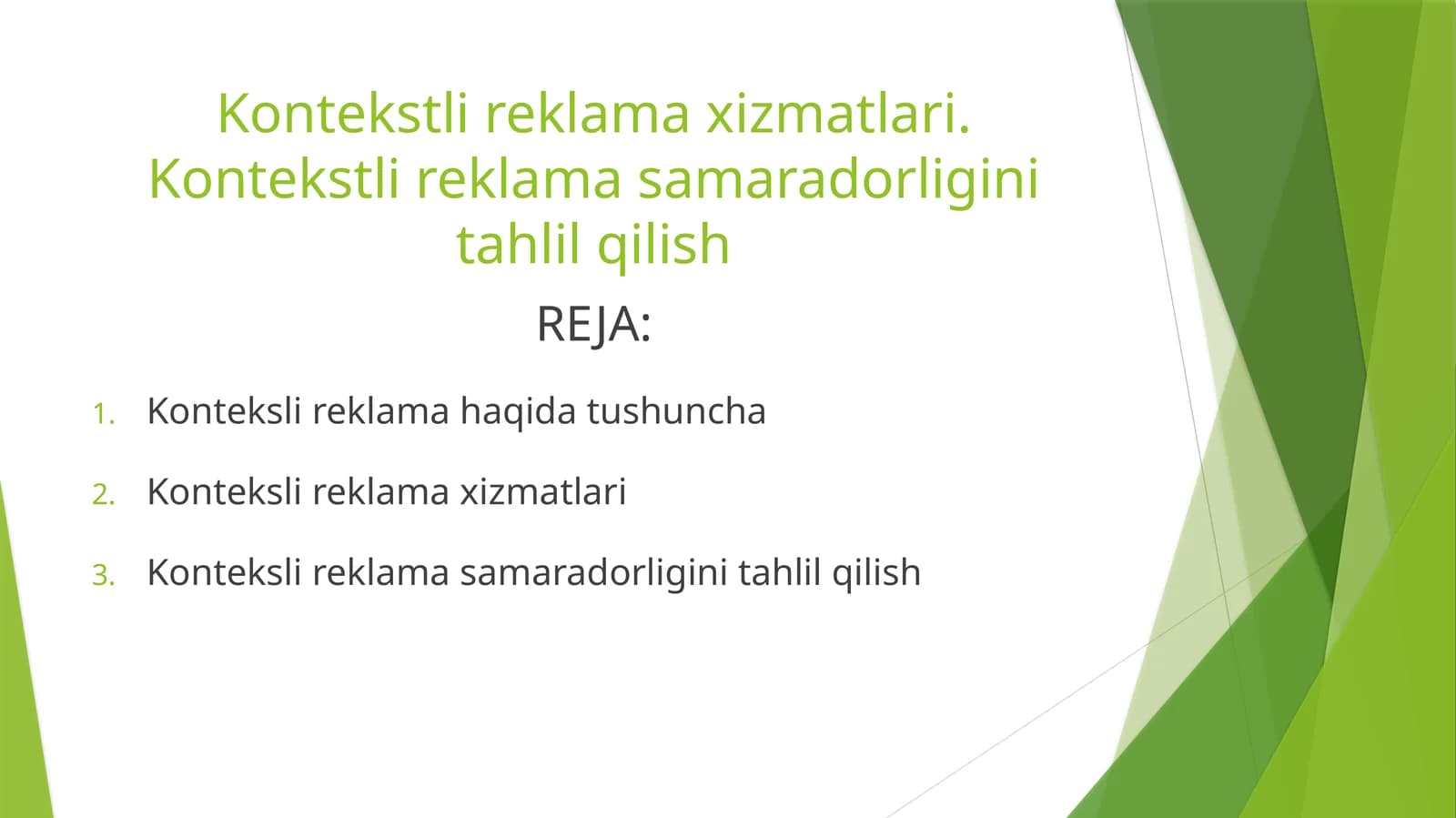 Kontekstli reklama xizmatlari. Kontekstli reklama samaradorligini tahlil qilish