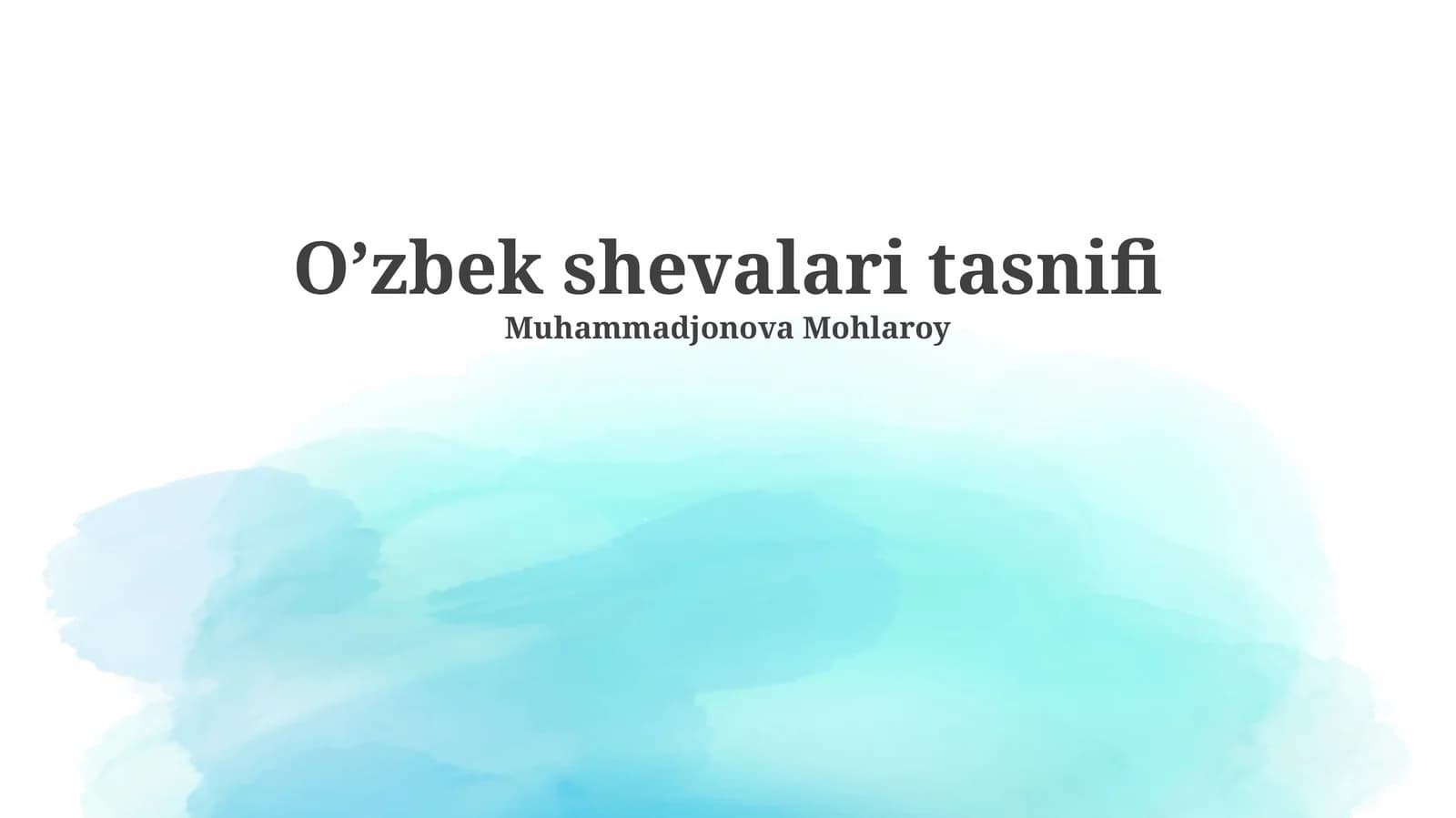Oʼzbek shevalari tasnifi