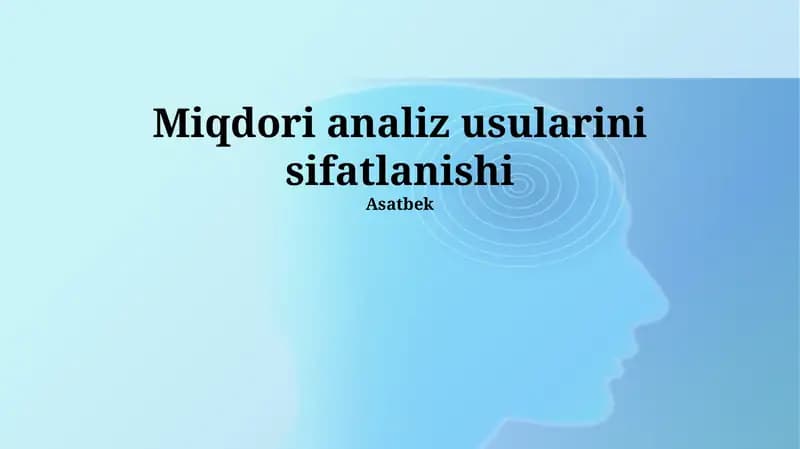 Ma'lumot Tahlili Texnikalari