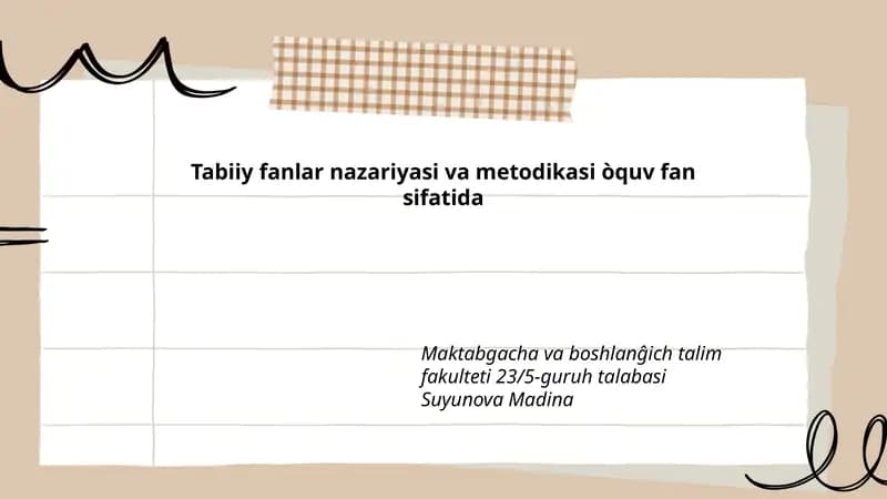 Tabiiy fanlar nazariyasi va metodikasi