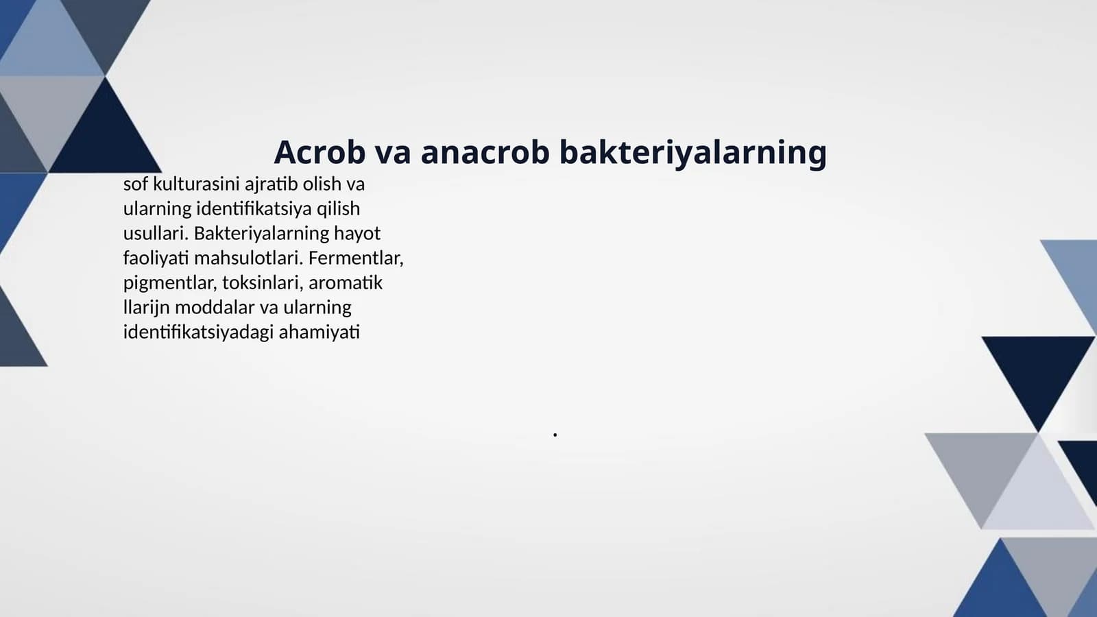 Acrob va anacrob bakteriyalarning