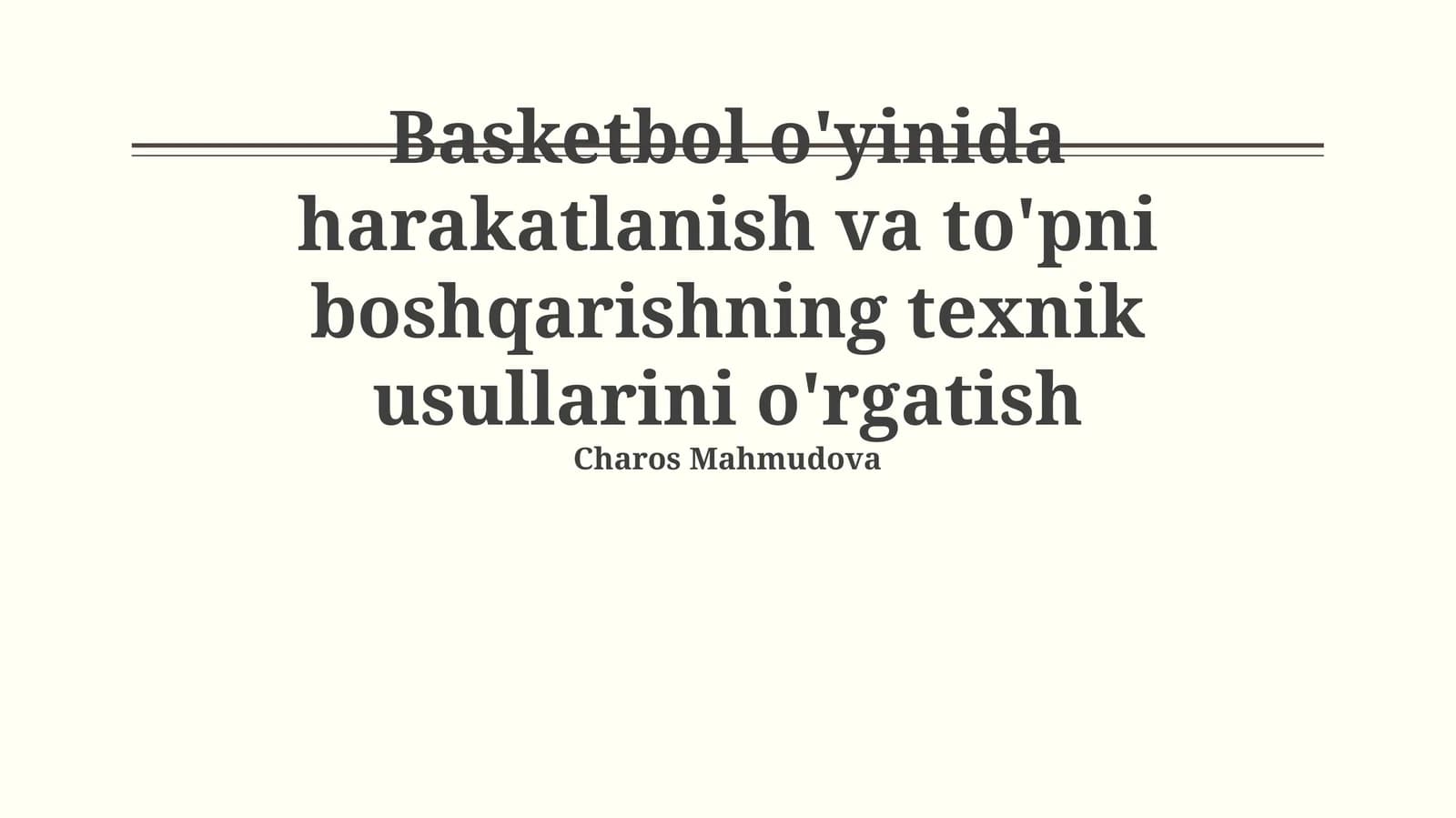 To'p bilan Muomala Texnikasini O'rgatish
