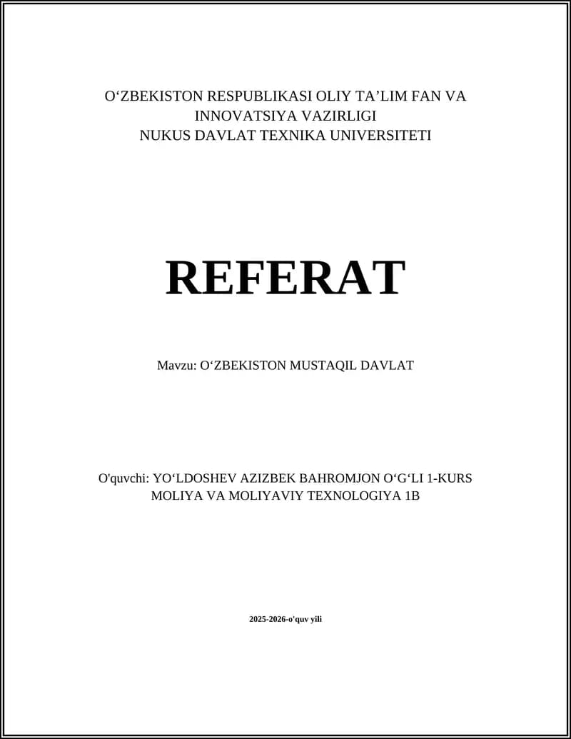 Oʻzbekiston mustaqil davlat