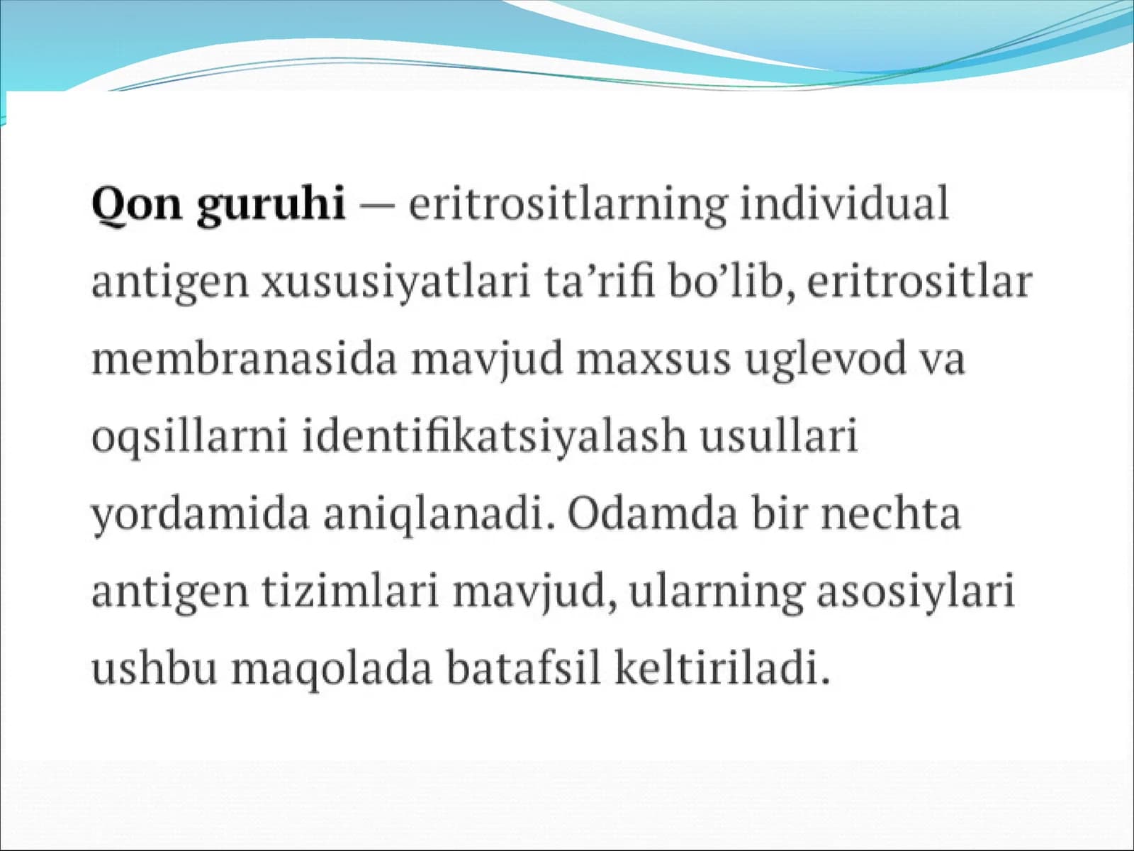 Qon guruhi va rezus faktorni aniqlash