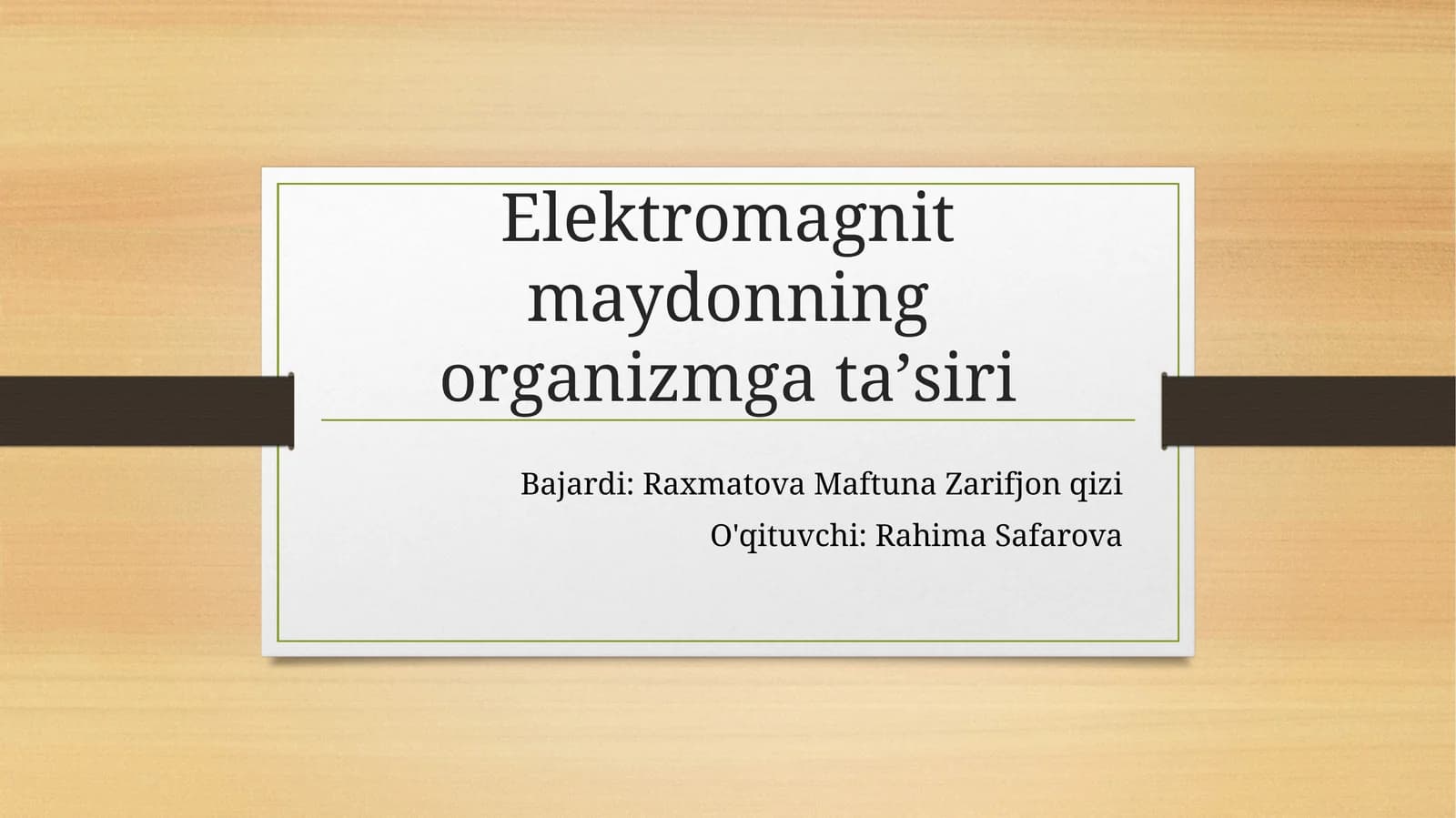 Elektromagnit maydonning organizmga taʼsiri