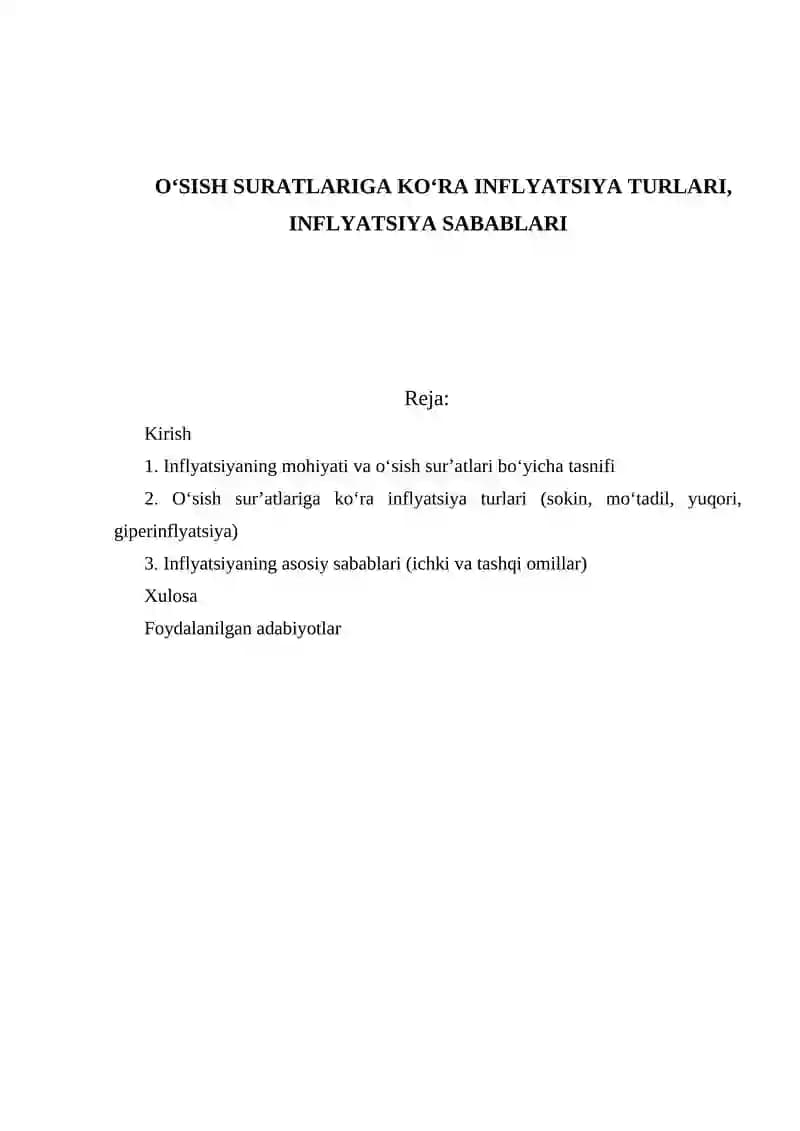 Inflyatsiya turlari