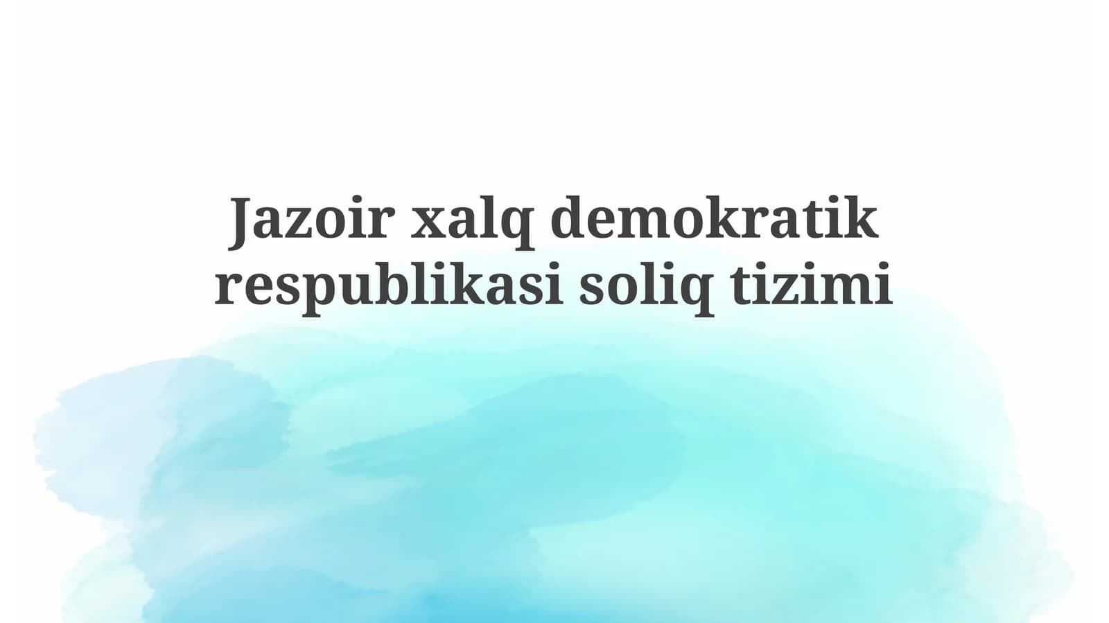 Jazoir xalq demokratik respublikasi soliq tizimi