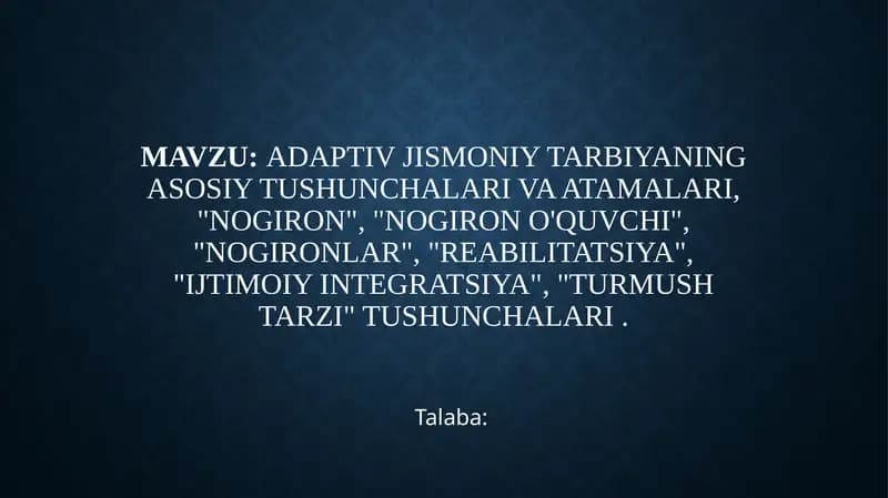 Adaptiv Jismoniy Tarbiya