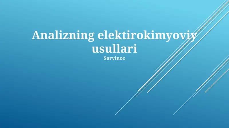 Analizning elektirokimyoviy usullari