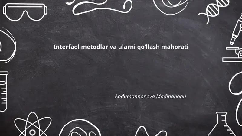 Interfaol metodlar va ularni qoʻllash mahorati