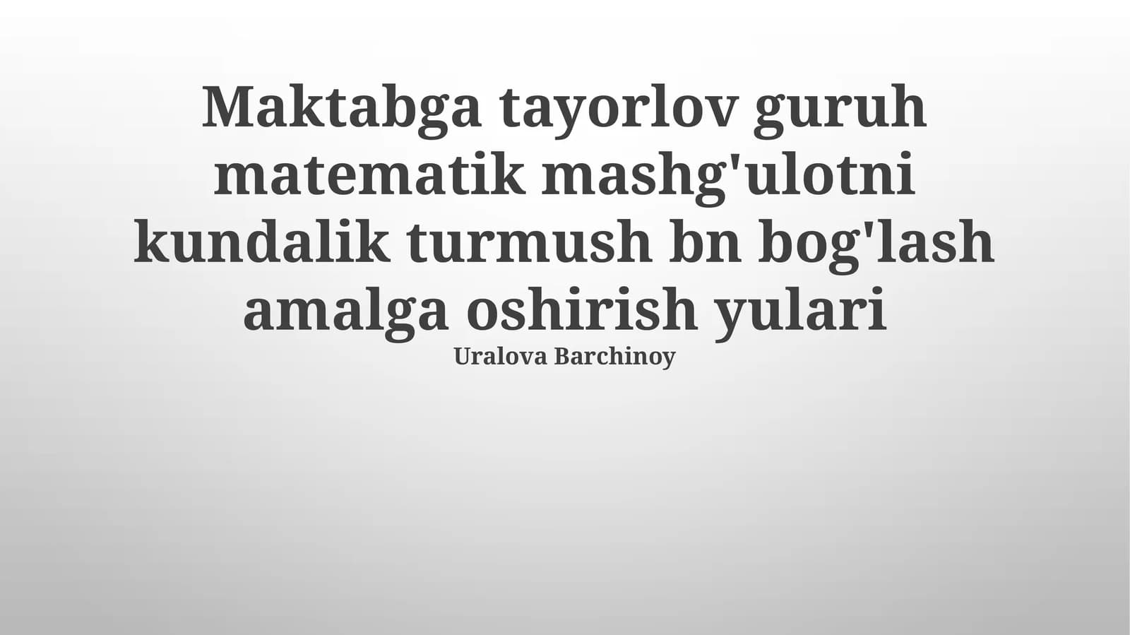 Maktabga tayorlov guruh matematik mashg'uloti