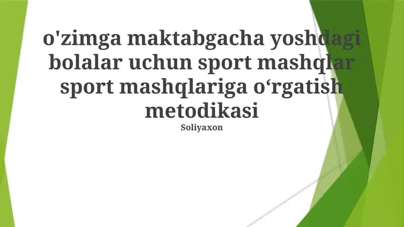 Sport mashqlariga oʻrgatish metodikasi