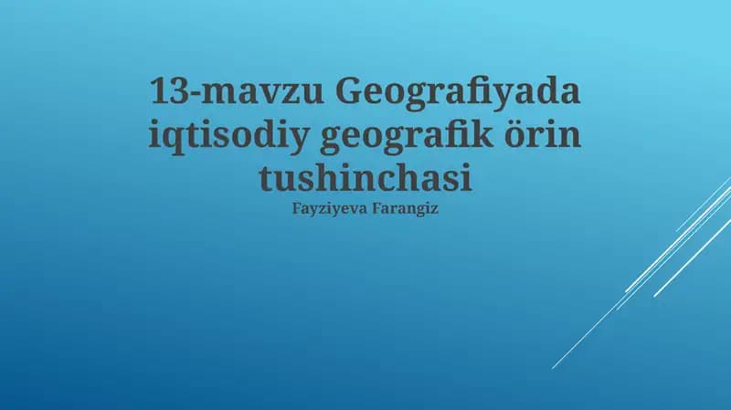 13-mavzu Geografiyada iqtisodiy geografik örin tushinchasi