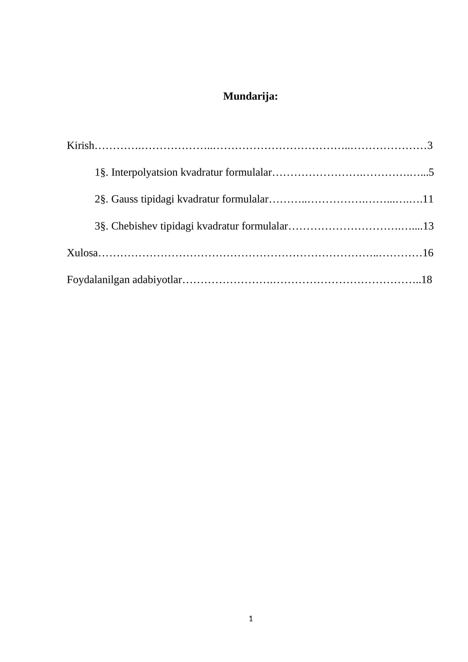 Interpolyatsion kvadratur formulalar