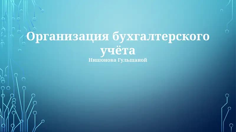 Организация бухгалтерского учёта