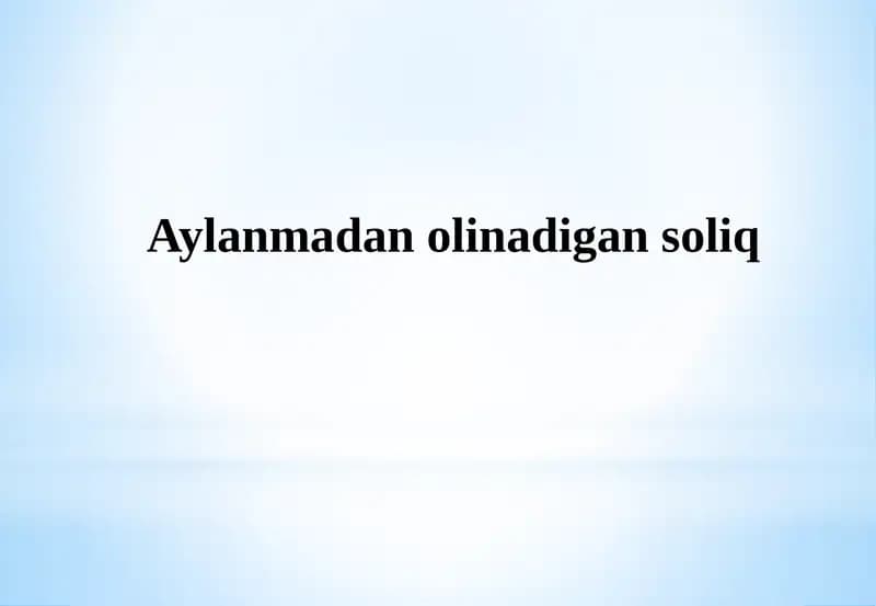 Aylanmadan olinadigan soliq