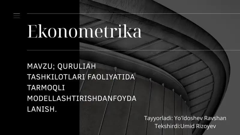 Qurulia Tashkilotlari Faoliyatida Tarmoqli Modellashtirishdan Foydalanish