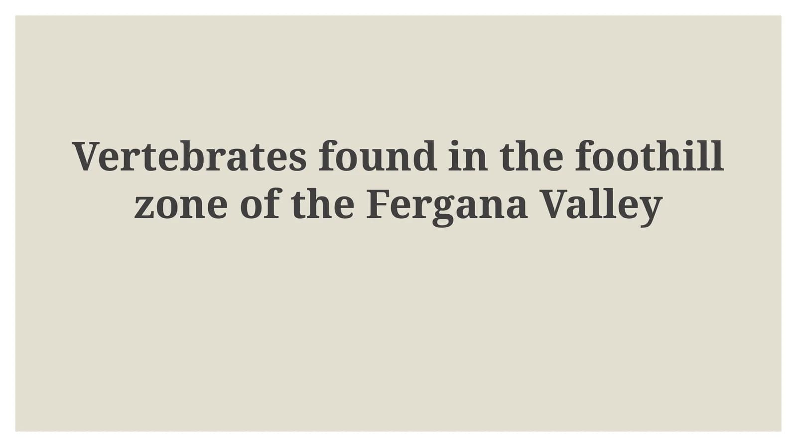Vertebrates found in the foothill zone of the Fergana Valley