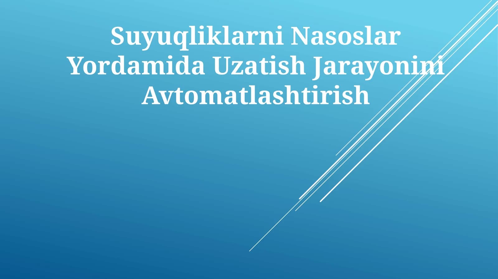Suyuqliklarni Nasoslar Yordamida Uzatish Jarayonini Avtomatlashtirish