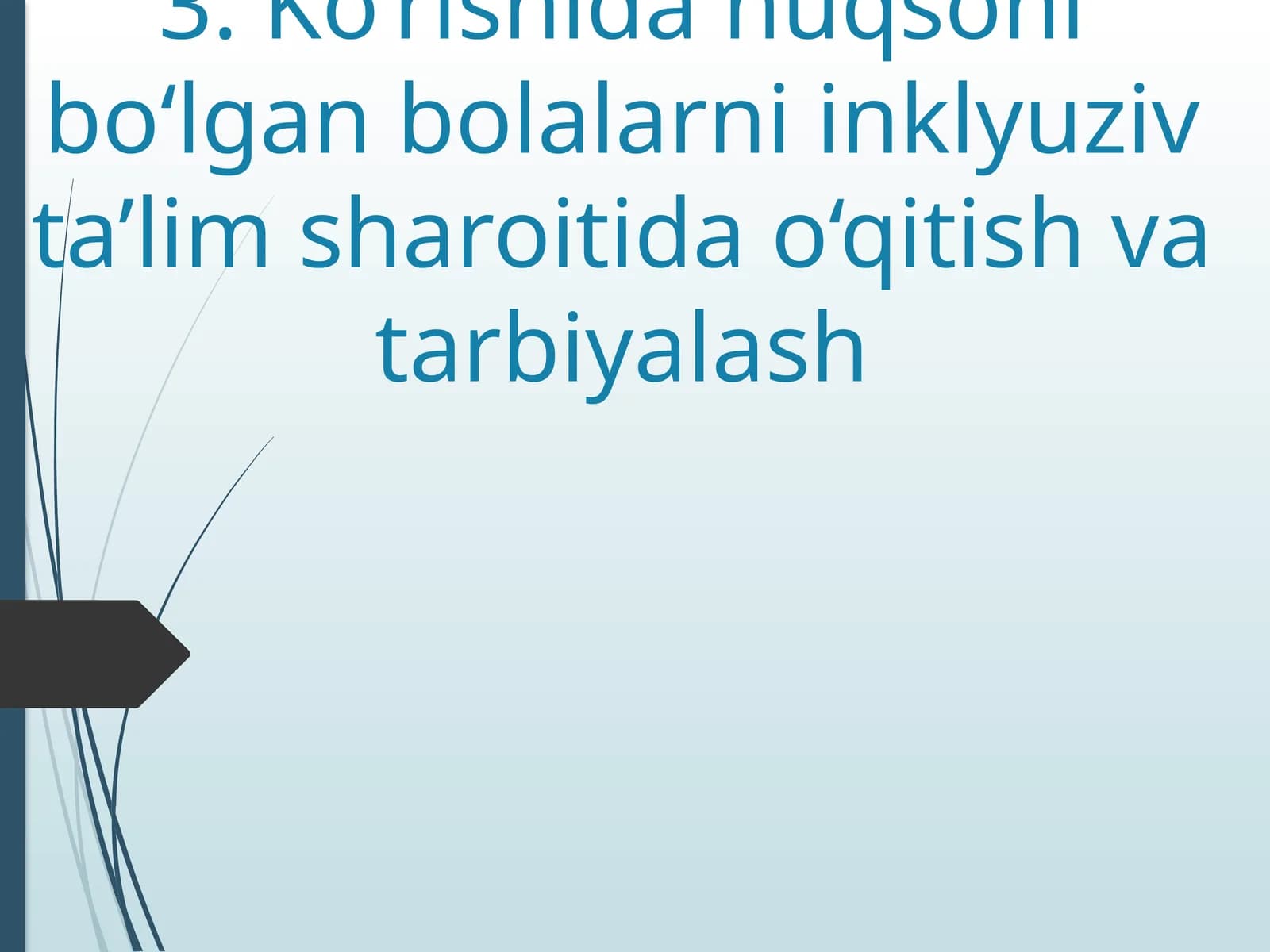 Ko‘rishida nuqsoni bo‘lgan bolalarni inklyuziv ta’lim sharoitida o‘qitish va tarbiyalash