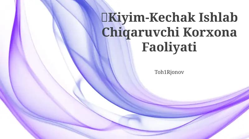 Kiyim-Kechak Ishlab Chiqaruvchi Korxona Faoliyati