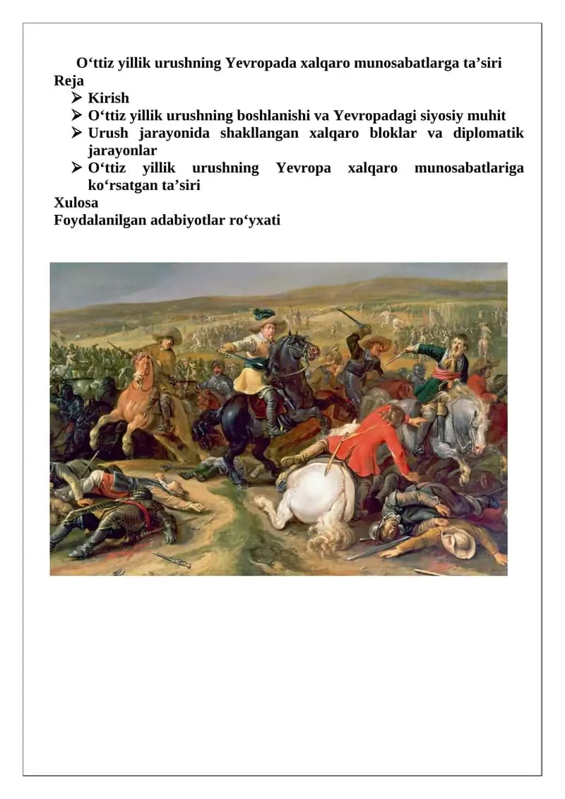 O‘ttiz yillik urushning Yevropada xalqaro munosabatlarga ta’siri