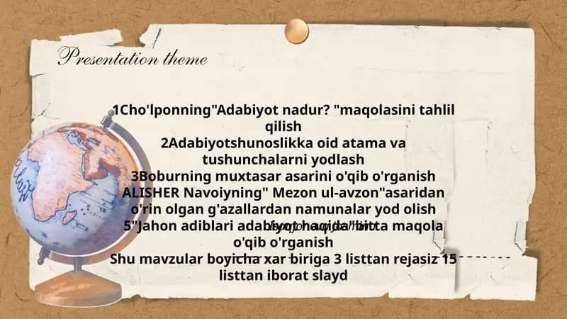 Cho'lponning "Adabiyot nadur?" maqolasini tahlil qilish