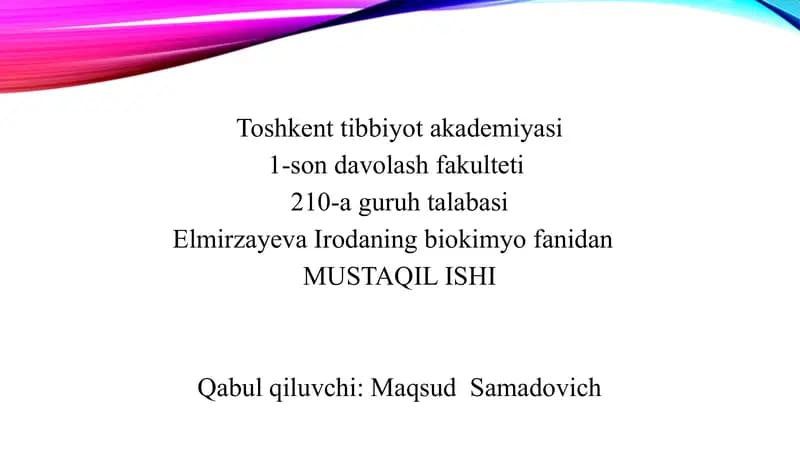 Katabolizmning umumiy yo‘llari va gipoenergetik holatlar