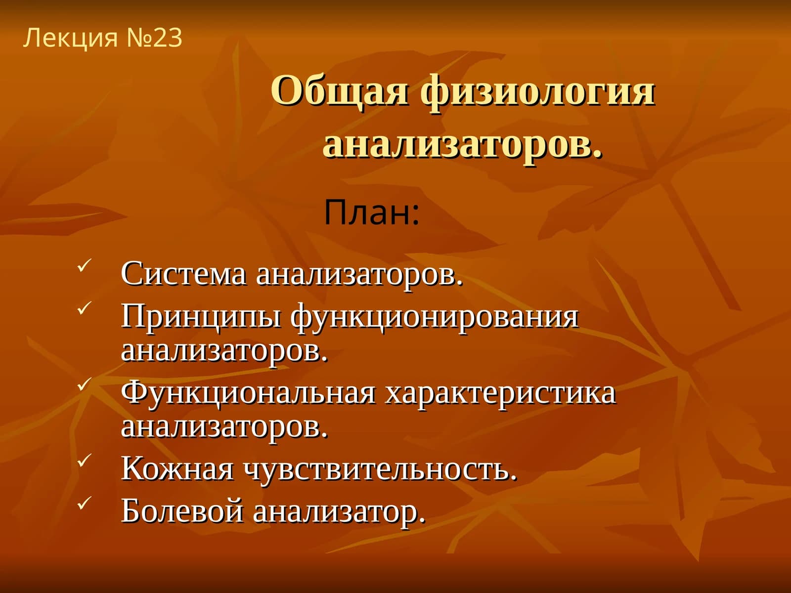 Физиология анализаторов
