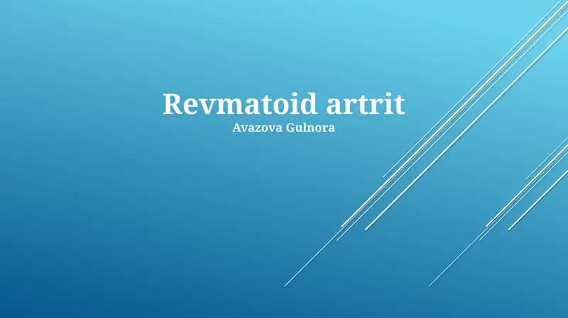 Romatoid Artritning Alomatlari va Tashxisi