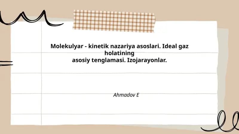 Molekulyar - Kinetik Nazariya Asoslari