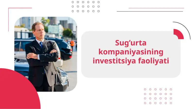 Sug’urta kompaniyasining investitsiya faoliyati