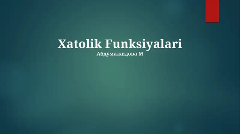 Xatolik Funksiyalari