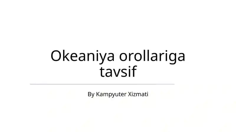 Okeaniya orollariga tavsif