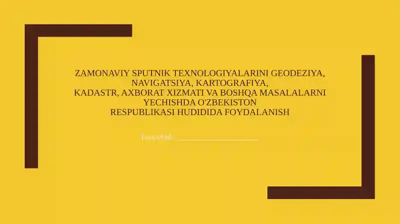 Zamonaviy sputnik texnologiyalarining geodeziya va navigatsiyadagi roli va ahamiyati