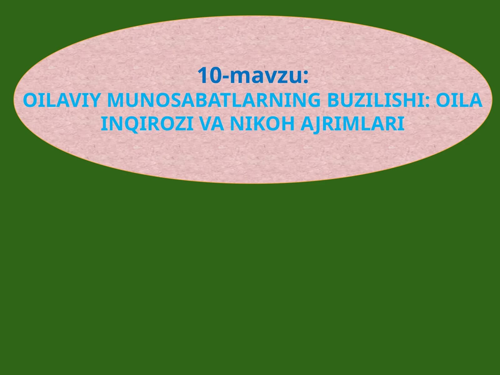 OILAVIY MUNOSABATLARNING BUZILISHI: OILA INQIROZI VA NIKOH AJRIMLARI