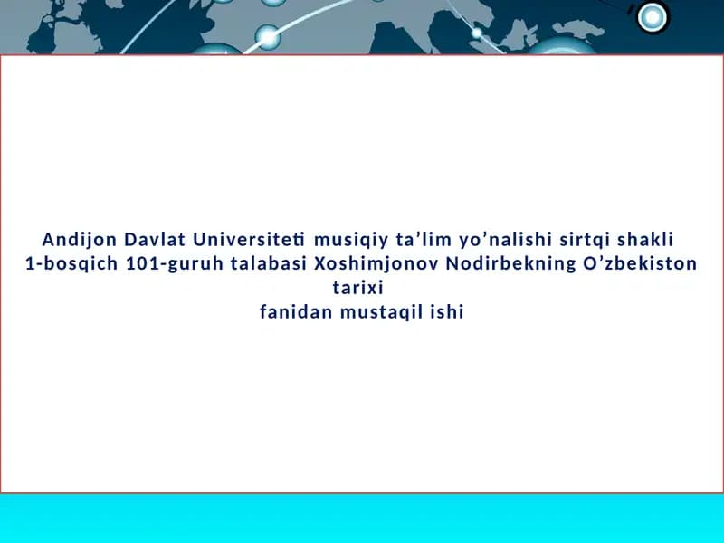 O‘zbekiston tarixi fanidan mustaqilishi