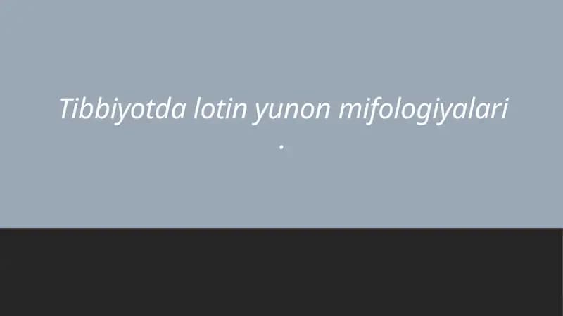 Yunon mifologiyasi Tibbiyotdagi siri