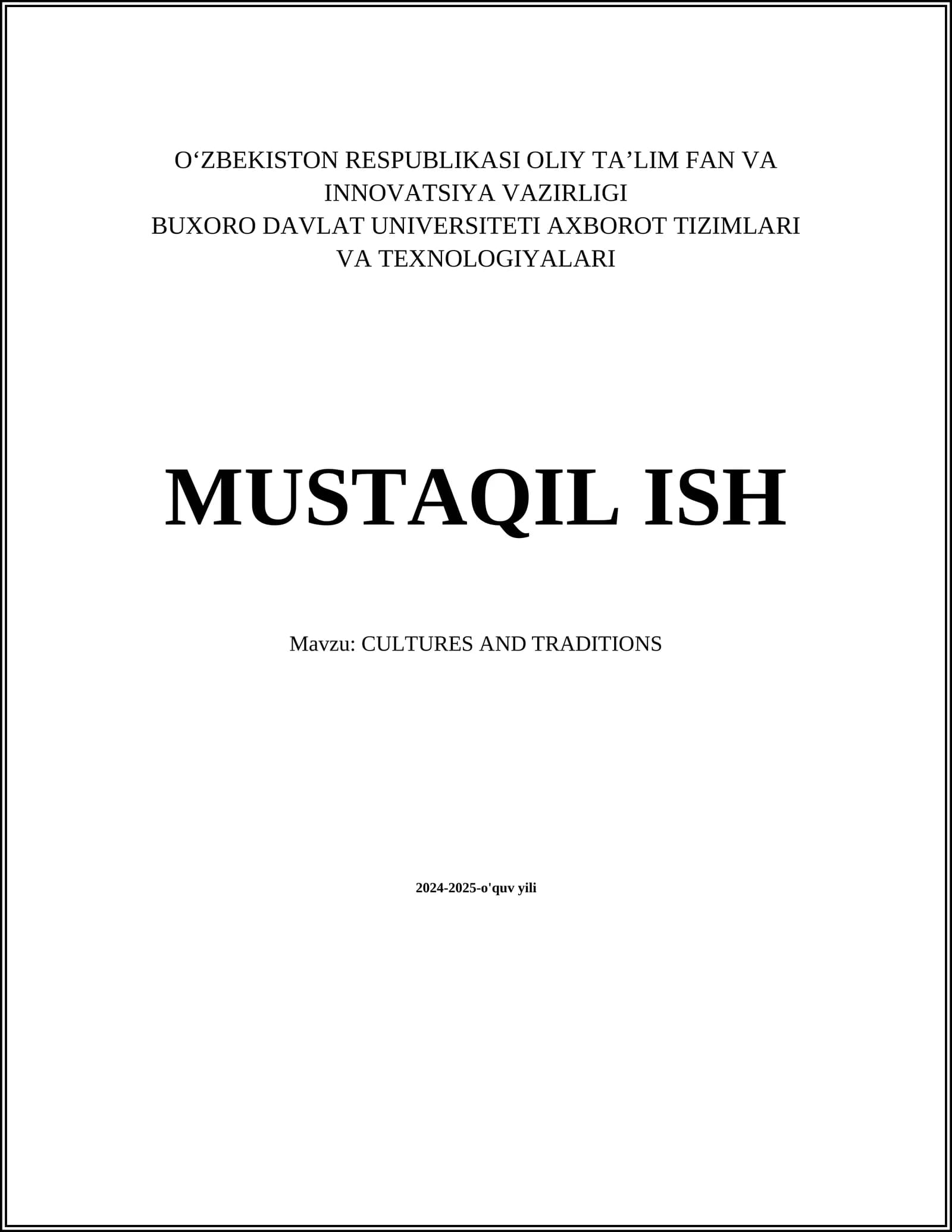 CULTURES AND TRADITIONS
