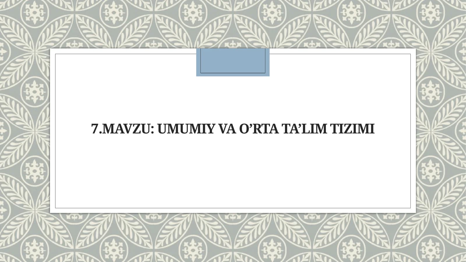 Umumiy va o'rtata'lim tizimi