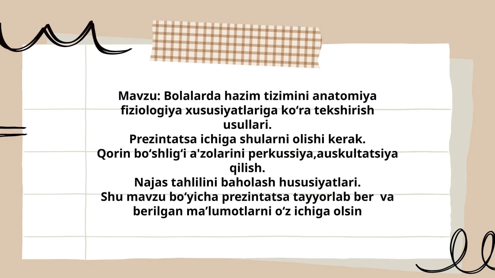 Bolalarda hazim tizimini anatomiya fiziologiya xususiyatlariga tekshirish